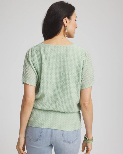 Chico's Deals - Jacquard Banded Hem Top Moroccan Mint