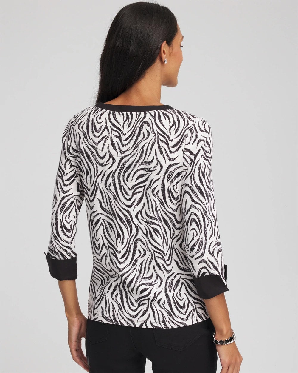 Chico's New - Pima Jewel Neck Contrast Tee Black