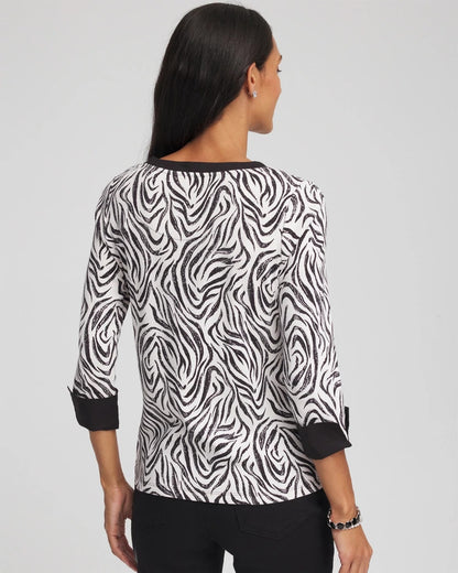 Chico's New - Pima Jewel Neck Contrast Tee Black
