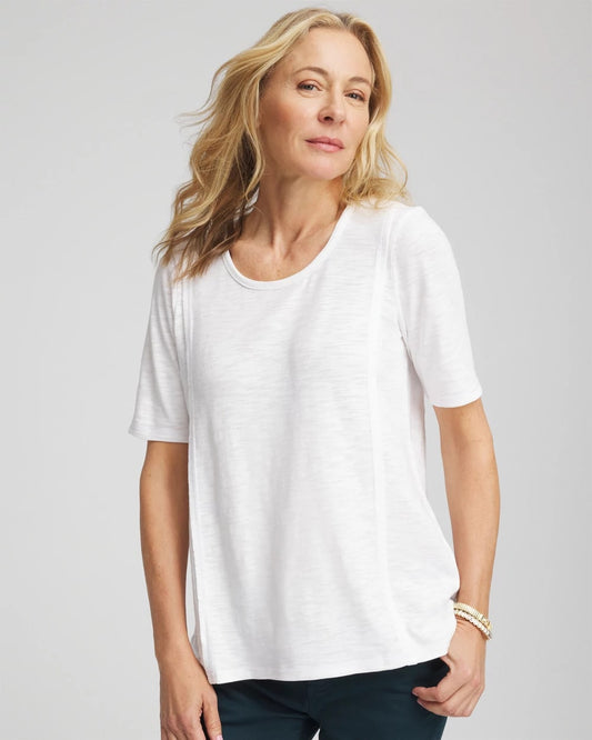 Chico's Great Value - Slub Paneled Elbow Tee Alabaster