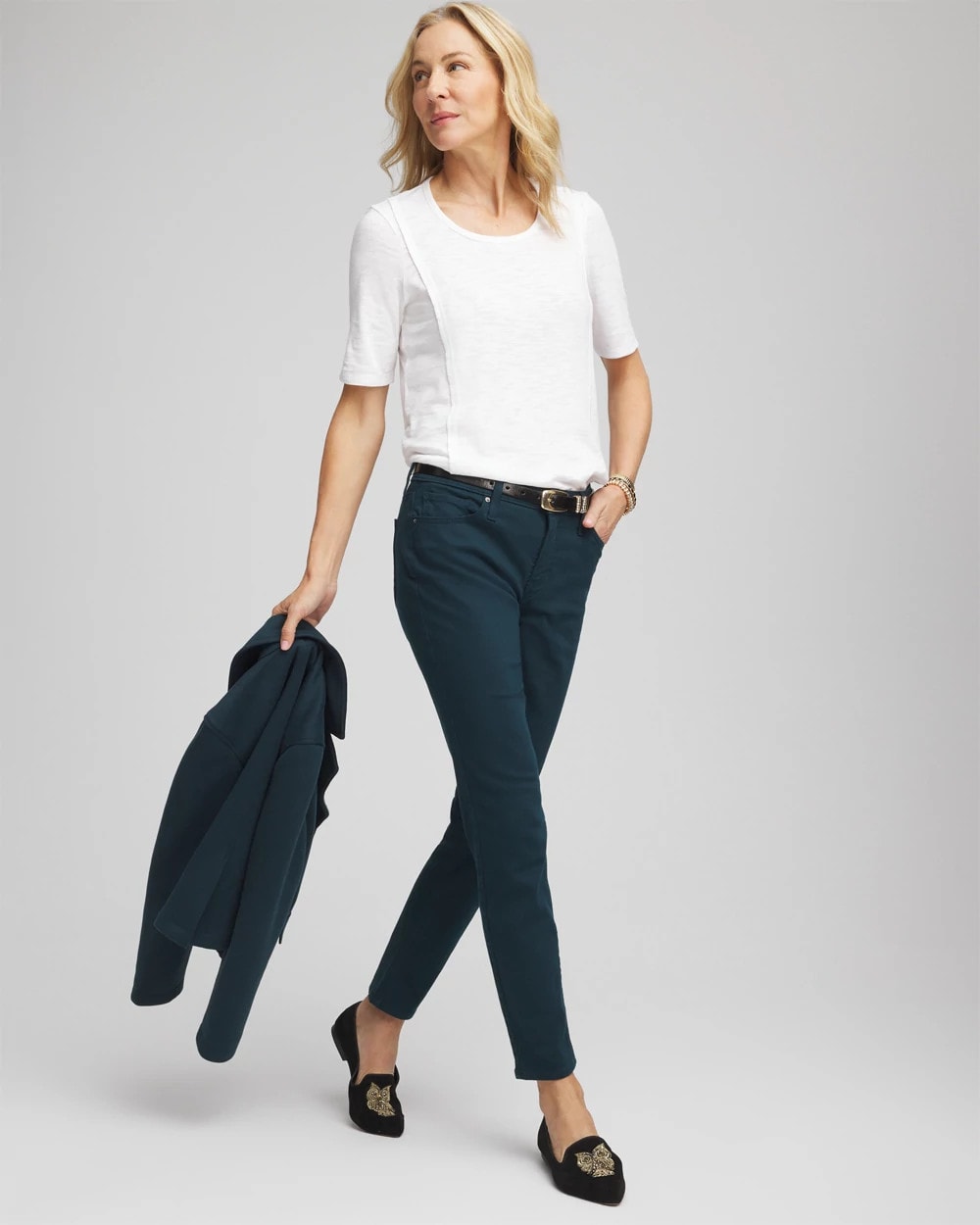Chico's Great Value - Slub Paneled Elbow Tee Alabaster