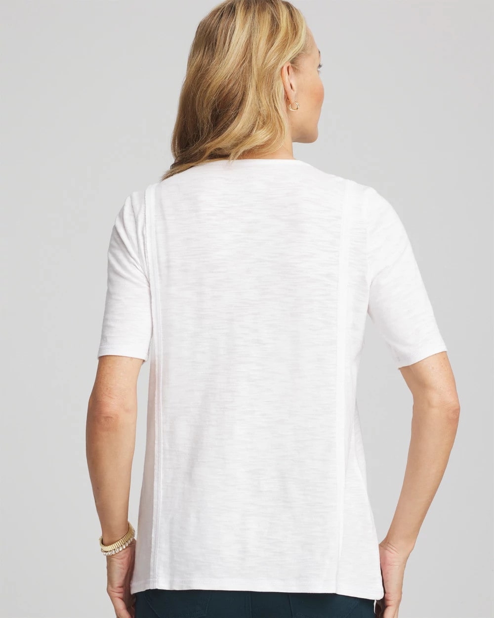 Chico's Great Value - Slub Paneled Elbow Tee Alabaster