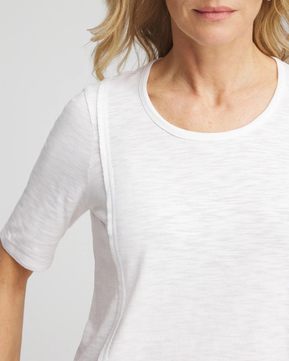 Chico's Great Value - Slub Paneled Elbow Tee Alabaster