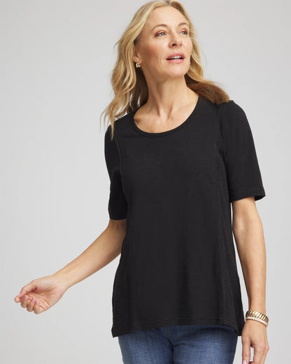Chico's Deals - Slub Paneled Elbow Tee Black