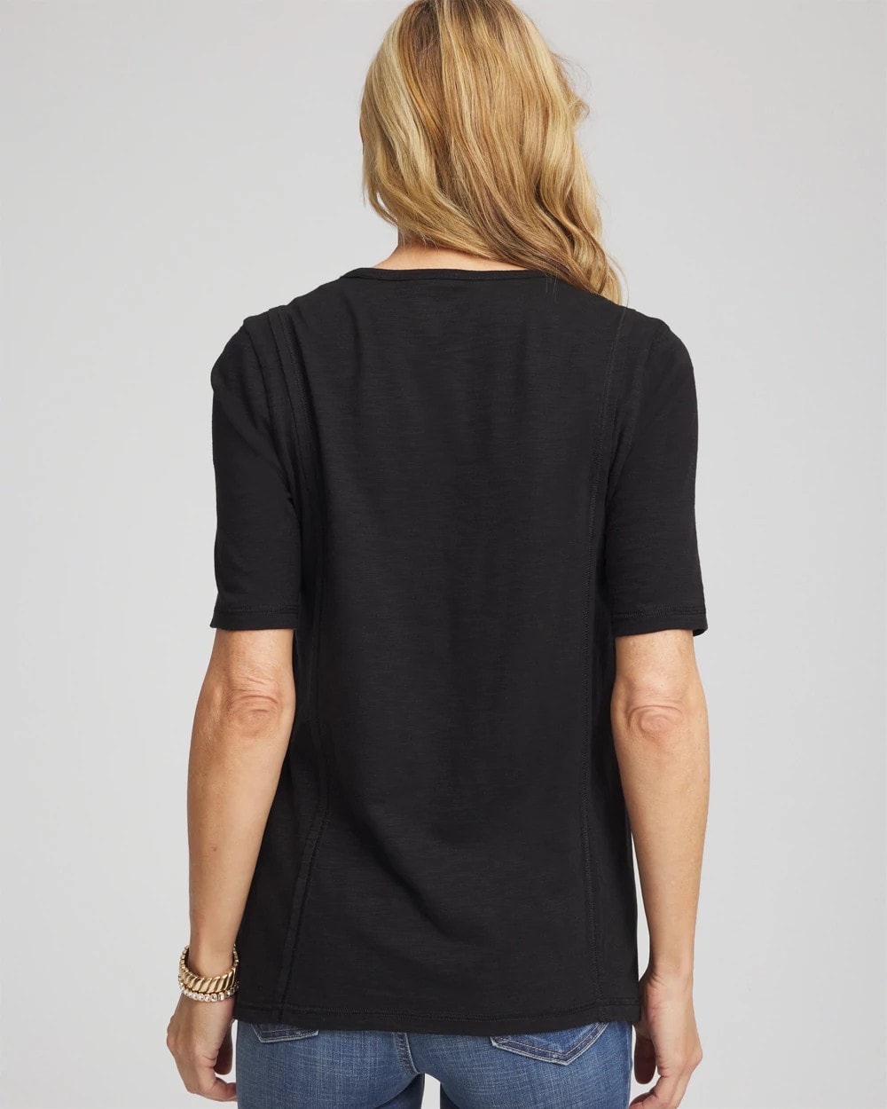Chico's Deals - Slub Paneled Elbow Tee Black