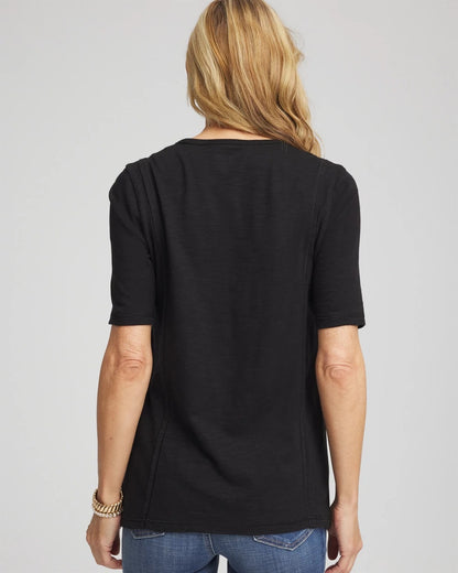 Chico's Deals - Slub Paneled Elbow Tee Black