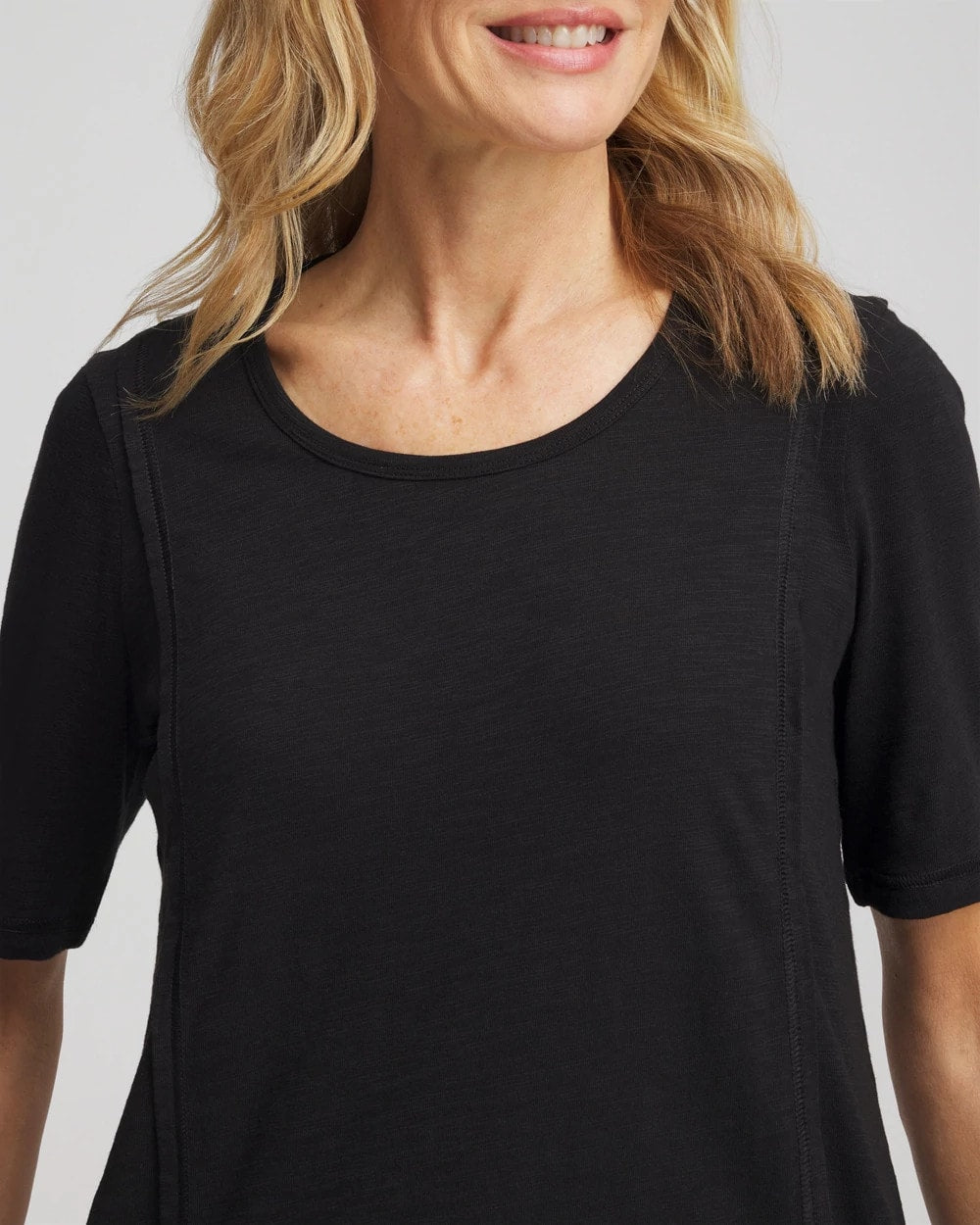 Chico's Deals - Slub Paneled Elbow Tee Black