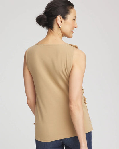 Chico's Best Price - Sleeveless Ruffle-Appliqué Tank Top Cafe Aroma