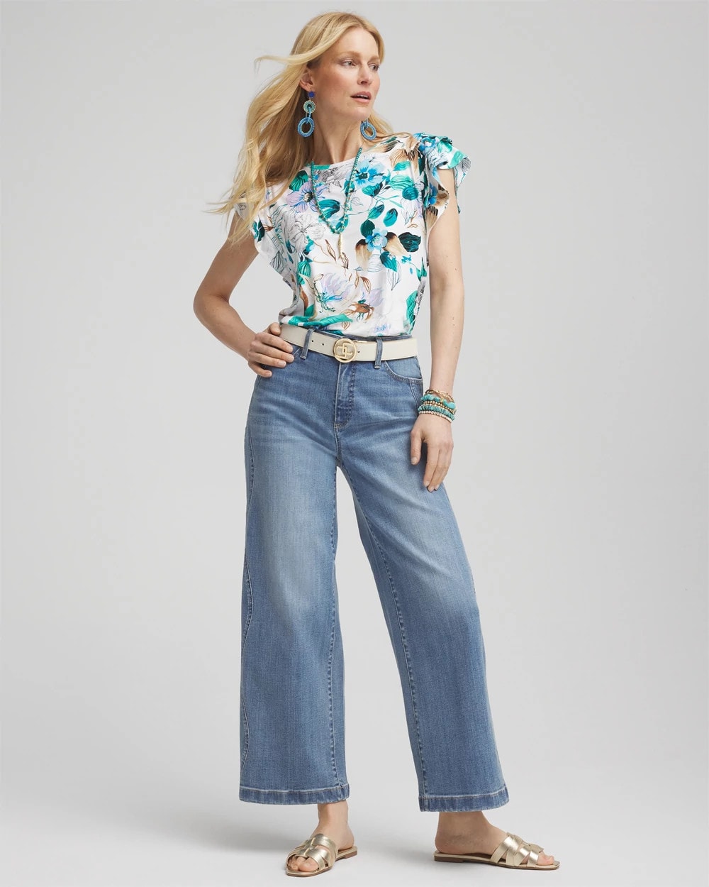 Chico's Special Offer - Touch of Cool™ Flutter Sleeve Tee Alabaster