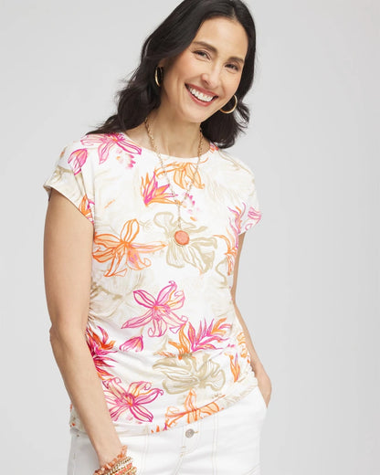 Chico's Popular - Touch of Cool™ Tropical Floral Dolman Tee Alabaster