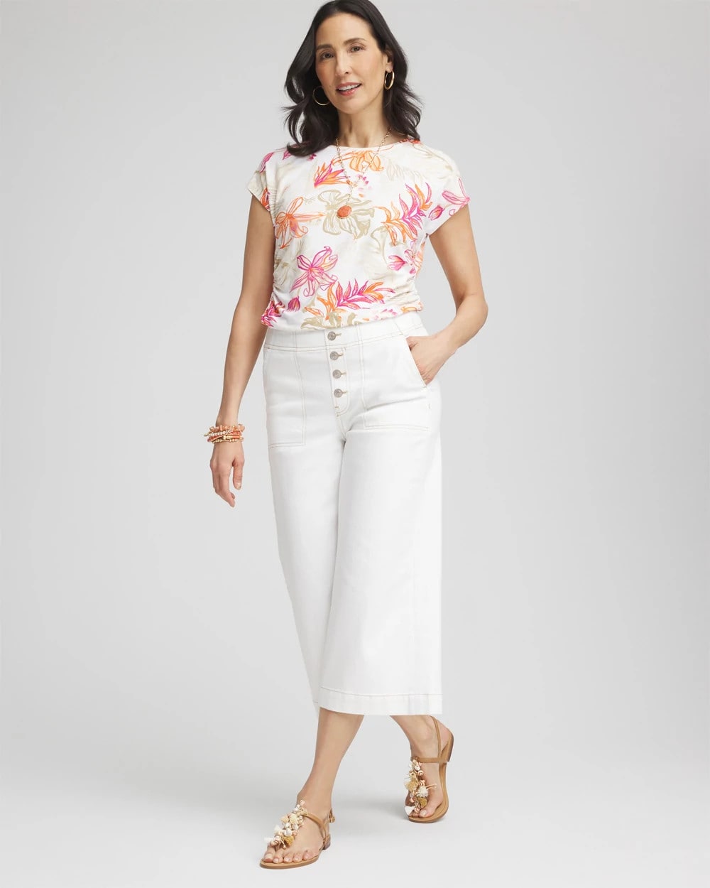 Chico's Popular - Touch of Cool™ Tropical Floral Dolman Tee Alabaster
