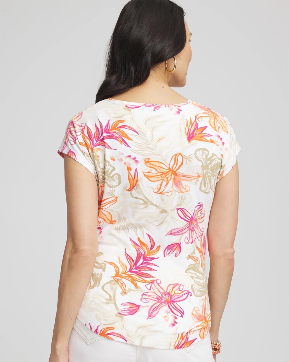 Chico's Popular - Touch of Cool™ Tropical Floral Dolman Tee Alabaster