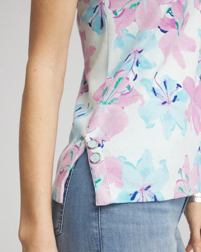 Chico's Special Offer - Floral Sleeveless V-Neck Tank Paradiso Blue