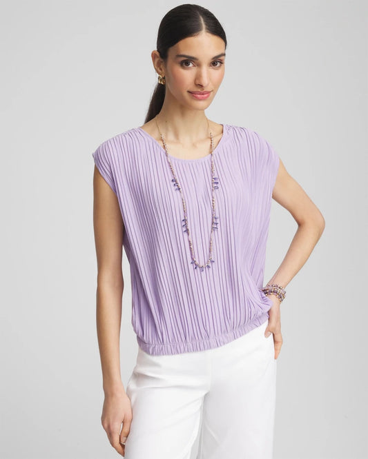 Chico's Hot Sale - Pleated Bubble-Hem Tee Gentle Lavender