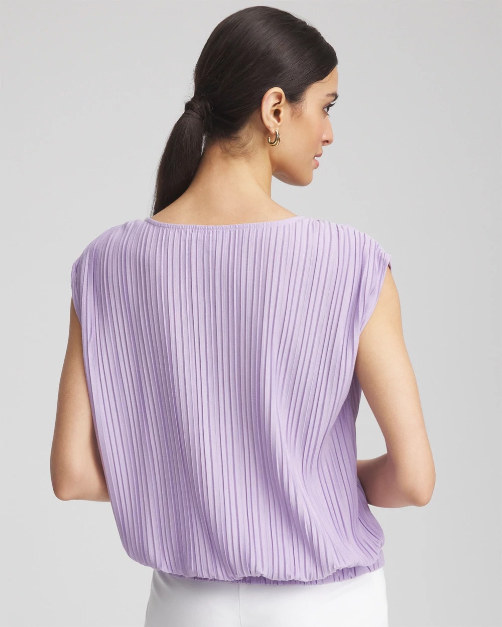 Chico's Hot Sale - Pleated Bubble-Hem Tee Gentle Lavender