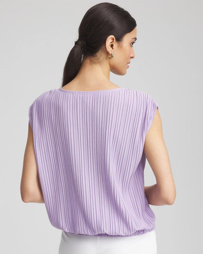 Chico's Hot Sale - Pleated Bubble-Hem Tee Gentle Lavender