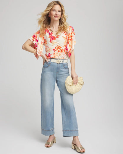 Chico's Smart Buy - Touch of Cool™ Handkerchief-Sleeve V-Neck Tee Sunset Peach