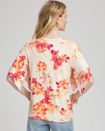 Chico's Smart Buy - Touch of Cool™ Handkerchief-Sleeve V-Neck Tee Sunset Peach