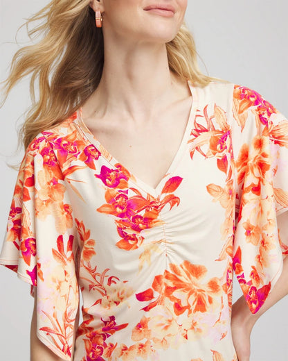 Chico's Smart Buy - Touch of Cool™ Handkerchief-Sleeve V-Neck Tee Sunset Peach
