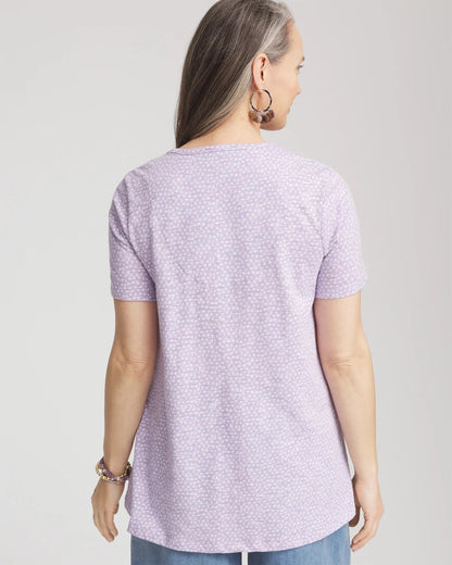 Chico's Sale - Polka-Dot Short Sleeve Forward Seam Tee Gentle Lavender