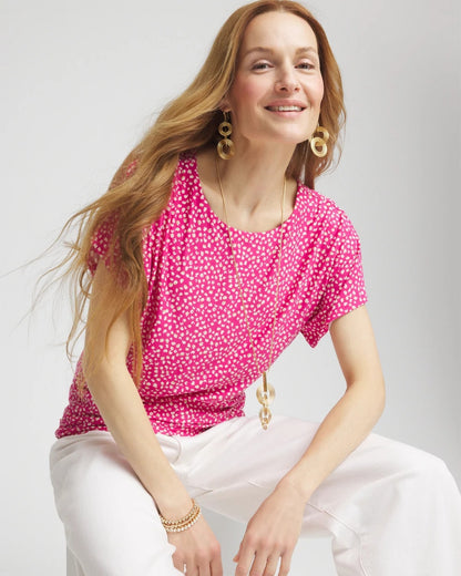Chico's Quality - Touch of Cool™ Cheetah Ruched Banded Hem Top Crushed Berries