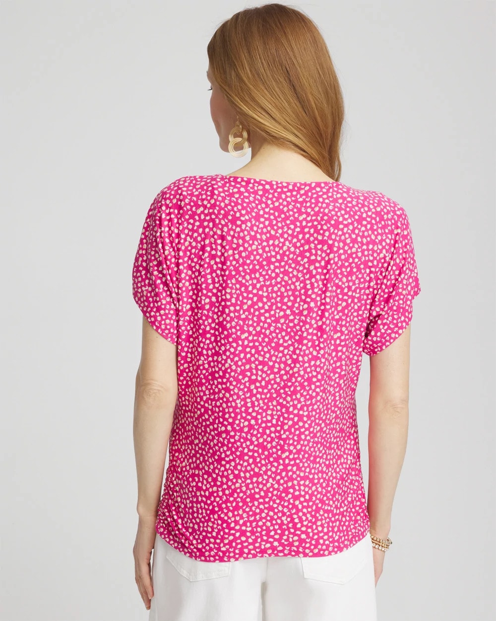 Chico's Quality - Touch of Cool™ Cheetah Ruched Banded Hem Top Crushed Berries