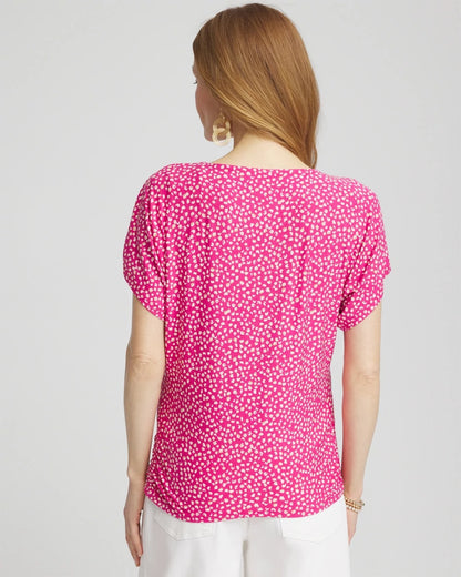 Chico's Quality - Touch of Cool™ Cheetah Ruched Banded Hem Top Crushed Berries