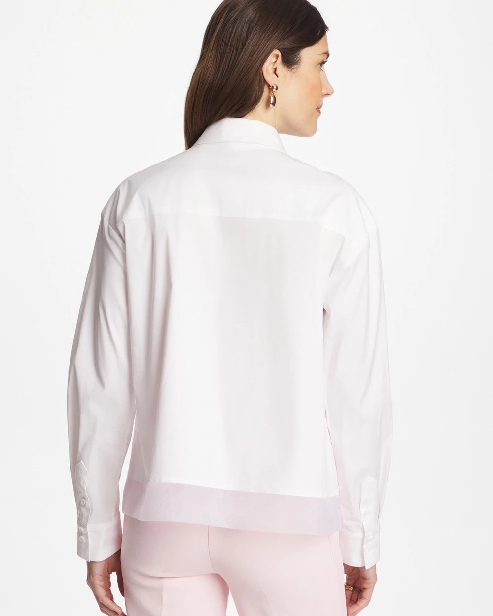 Chico's Deals - Poplin Organza Collared Shirt Alabaster