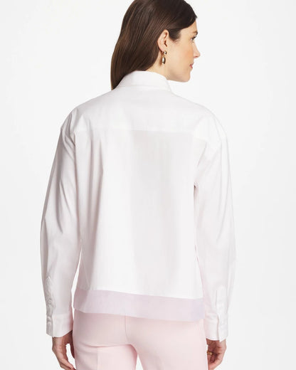 Chico's Deals - Poplin Organza Collared Shirt Alabaster