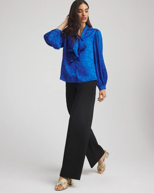Chico's Best Price - Jacquard Tie-Front Blouse Cobalt Stone