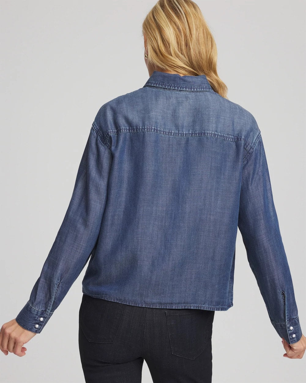 Chico's Trending - Embellished Tencel Collar Shirt Kiruna Indigo