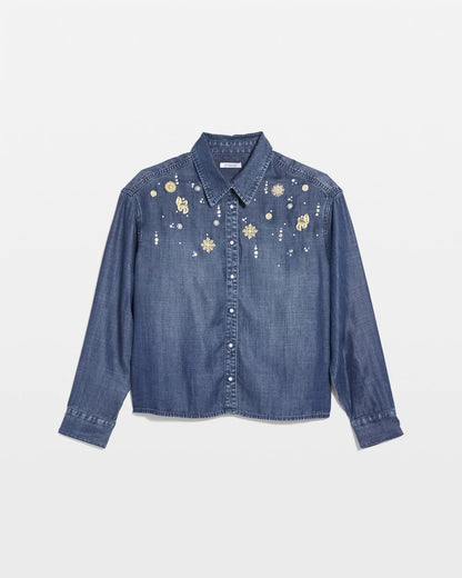 Chico's Trending - Embellished Tencel Collar Shirt Kiruna Indigo