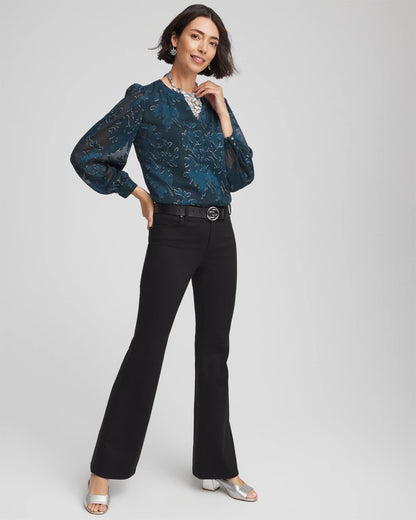 Chico's Trending - Novelty Texture Blouse Teal Shadow