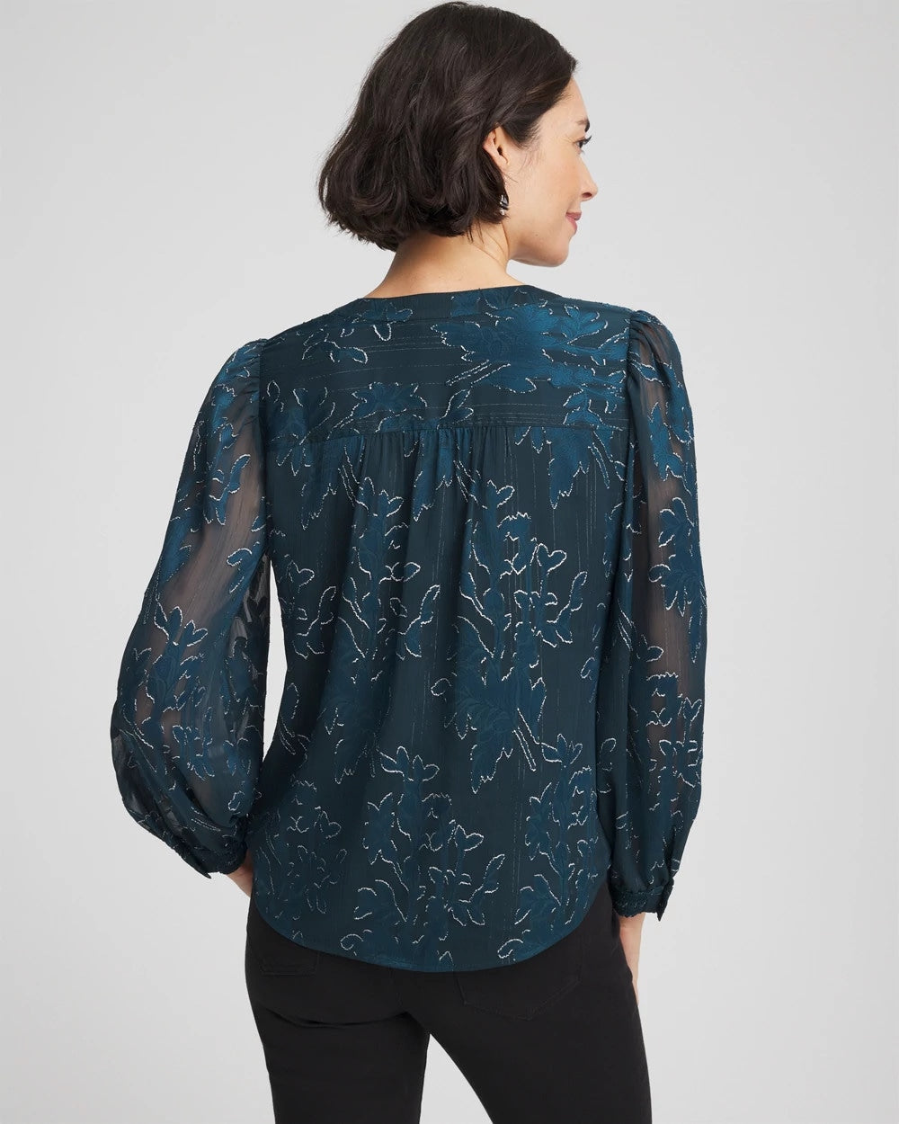 Chico's Trending - Novelty Texture Blouse Teal Shadow