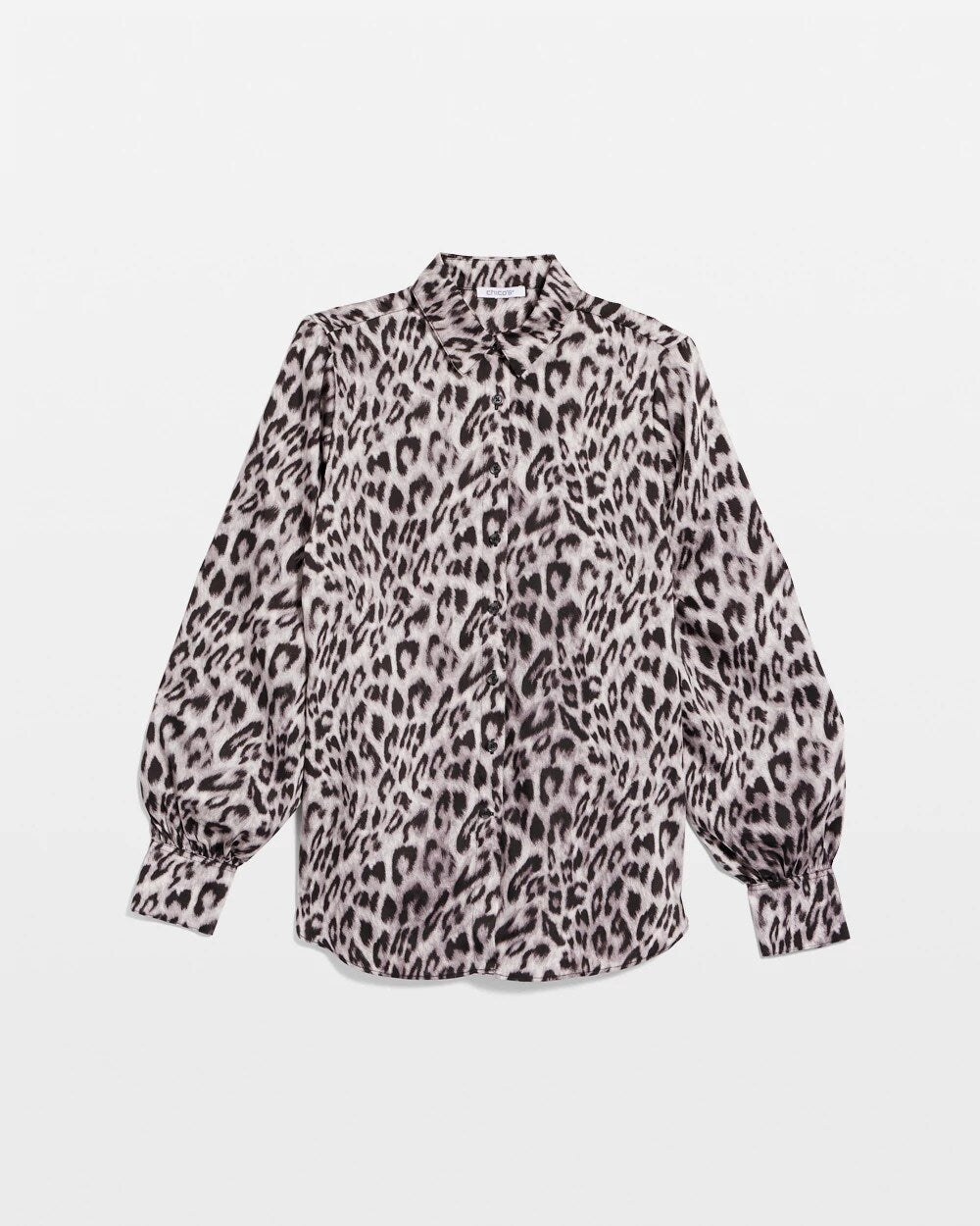 Chico's Premium - Faux Silk Snowy Animal Shirt Dove Gray