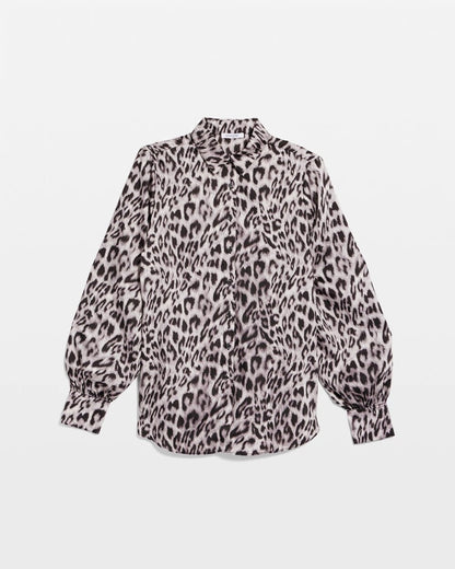 Chico's Premium - Faux Silk Snowy Animal Shirt Dove Gray