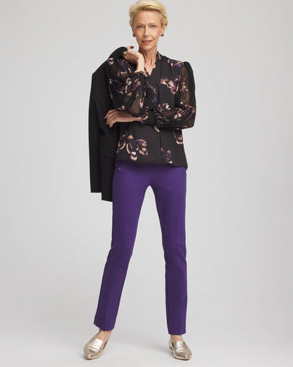 Chico's Classic - Fjord Flora Opaque Crepe Blouse Black