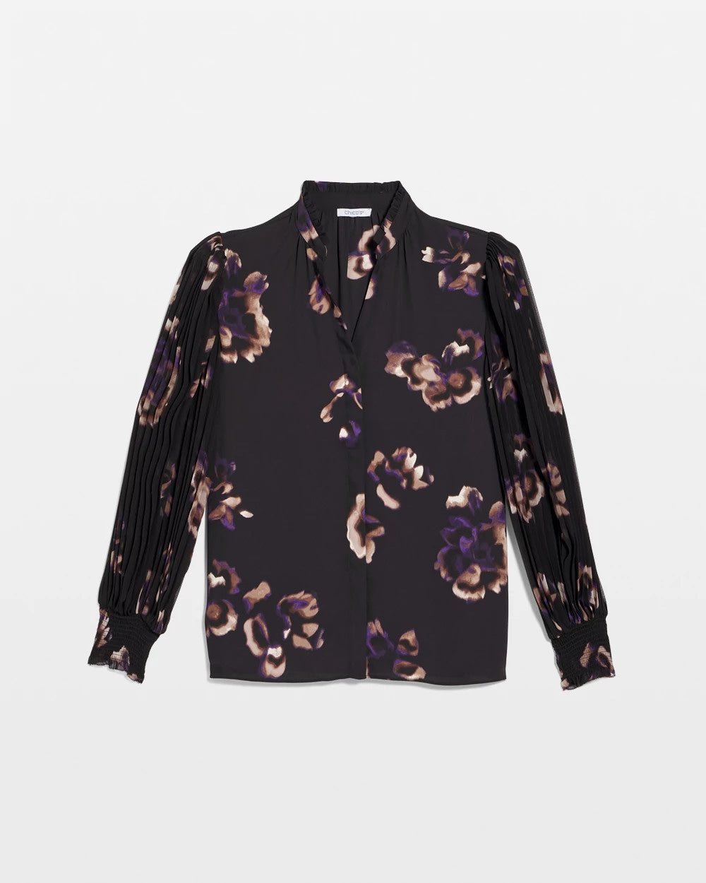 Chico's Classic - Fjord Flora Opaque Crepe Blouse Black