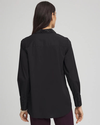 Chico's New - Tonal Jewels Poplin Shirt Black
