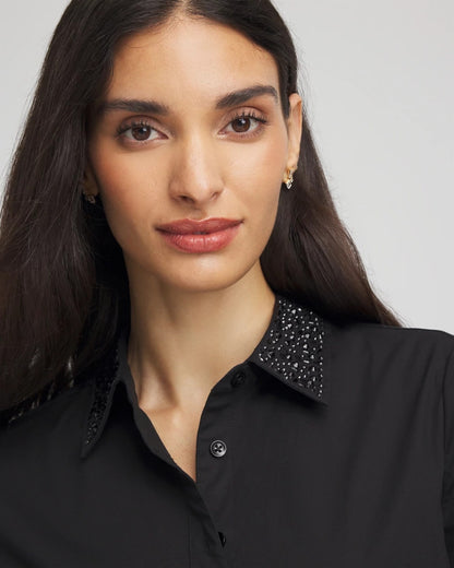Chico's New - Tonal Jewels Poplin Shirt Black
