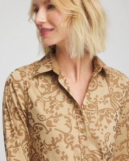 Chico's Exclusive - No Iron™ Jacquard Scrolls  Shirt Gold