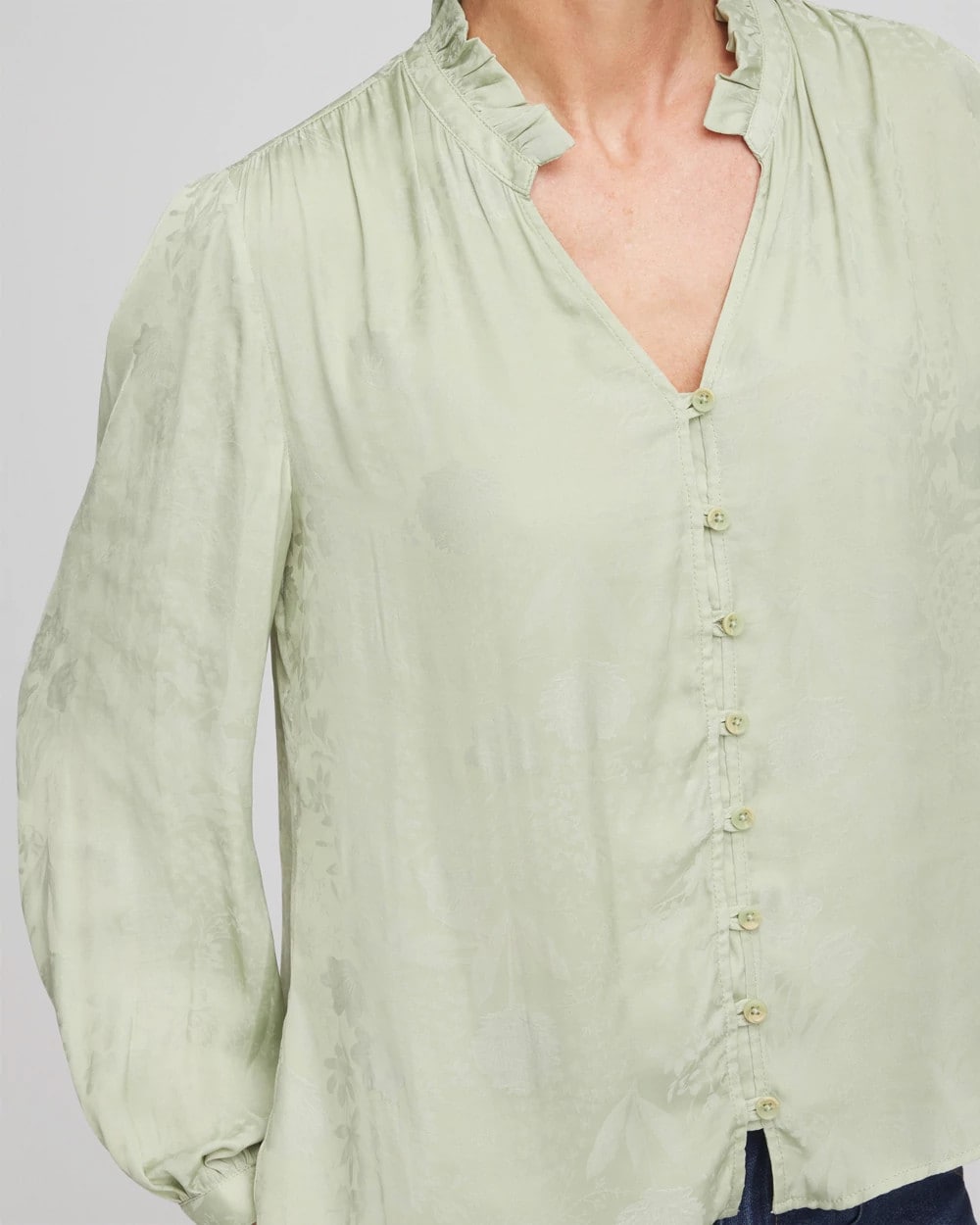 Chico's Recommended - Jacquard Georgette Peasant Blouse Sage Meadow