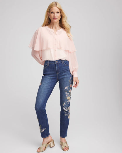 Chico's Essential - Georgette Cape Blouse Rose Smoke
