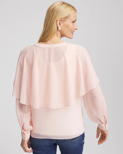 Chico's Essential - Georgette Cape Blouse Rose Smoke