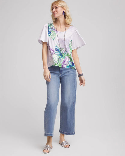 Chico's Recommended - Flutter Sleeve Satin Top Violet