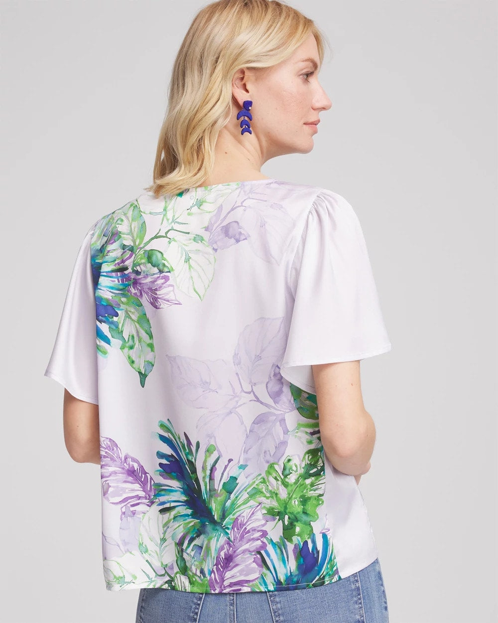 Chico's Recommended - Flutter Sleeve Satin Top Violet