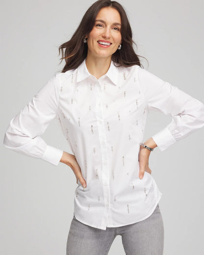 Chico's Essential - Jeweled Poplin Shirt Alabaster