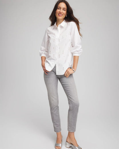 Chico's Essential - Jeweled Poplin Shirt Alabaster