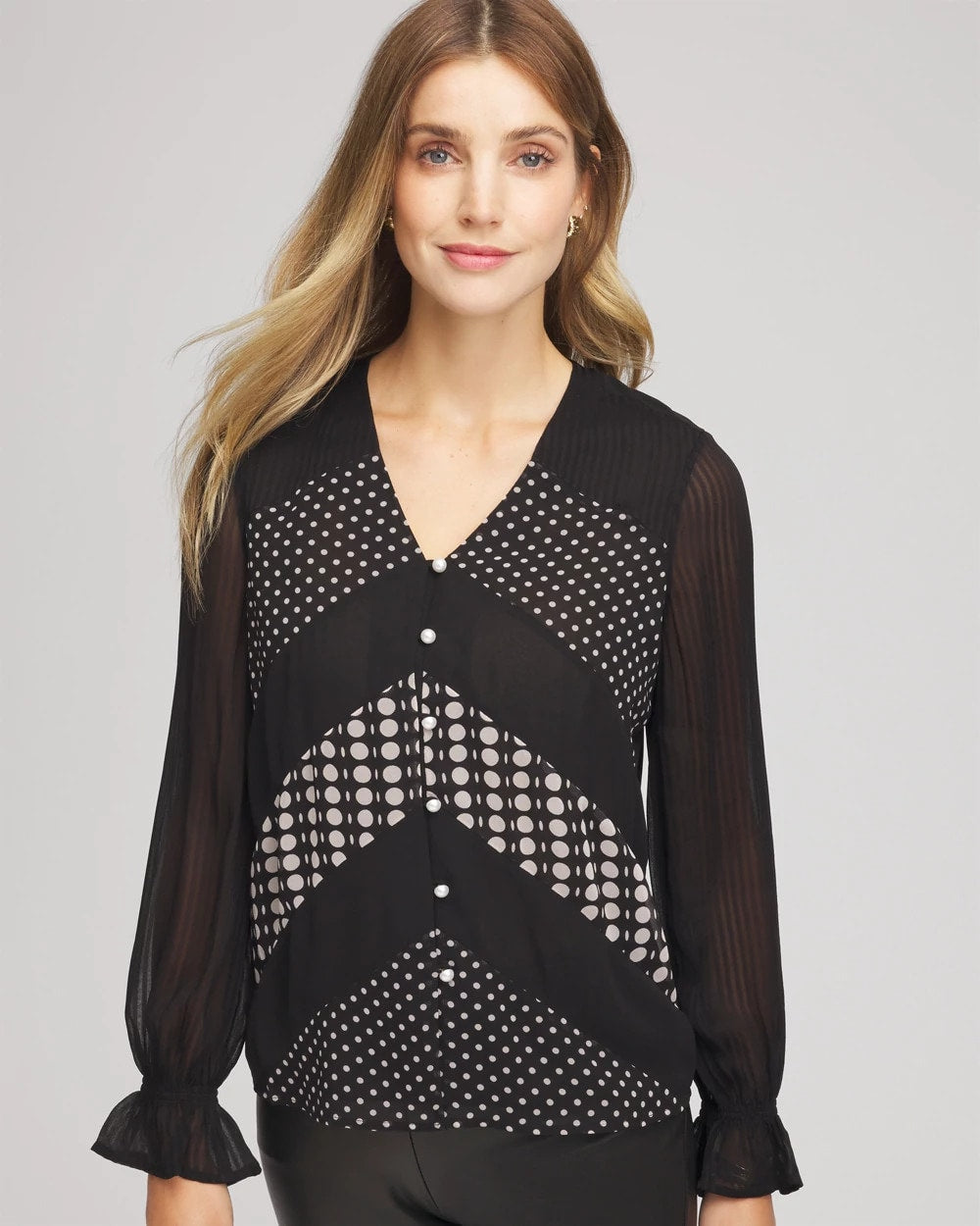 Chico's Popular - Georgette Polka Dot Blouse Black