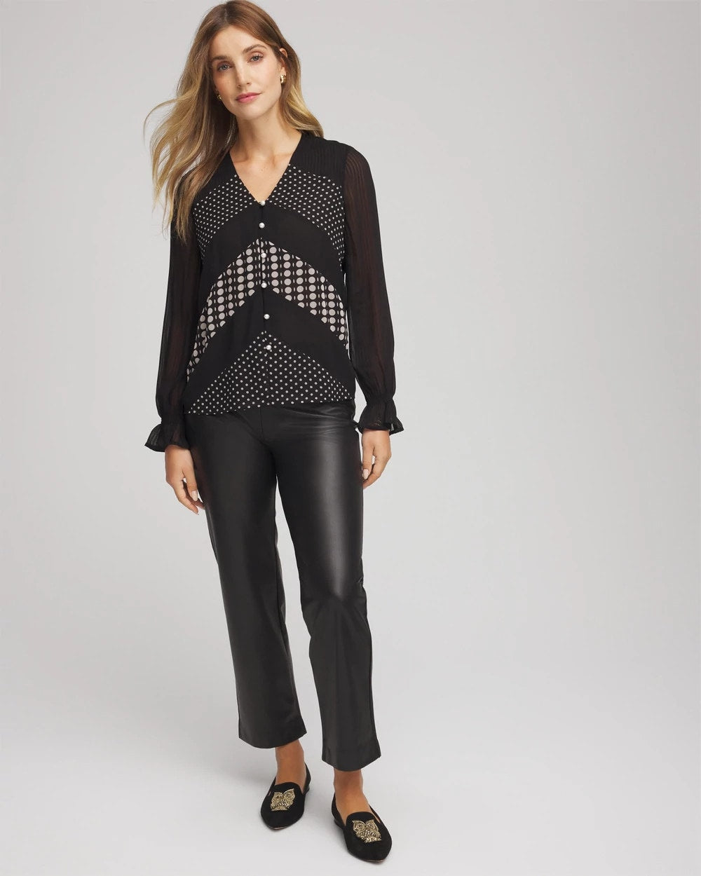 Chico's Popular - Georgette Polka Dot Blouse Black